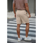 Rqp Men'S Cotton Casual Classic-Fit 7" Chino Shorts Elastic Waist Daily Wear Dress Baech Summer Shorts