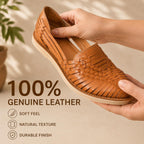Huaraches For Women | Handmade Mexican Woven Leather Sandals | Closed Toe Slip-On Womens Flats With Cushioned Insole | Genuine Leather, Artisan Crafted