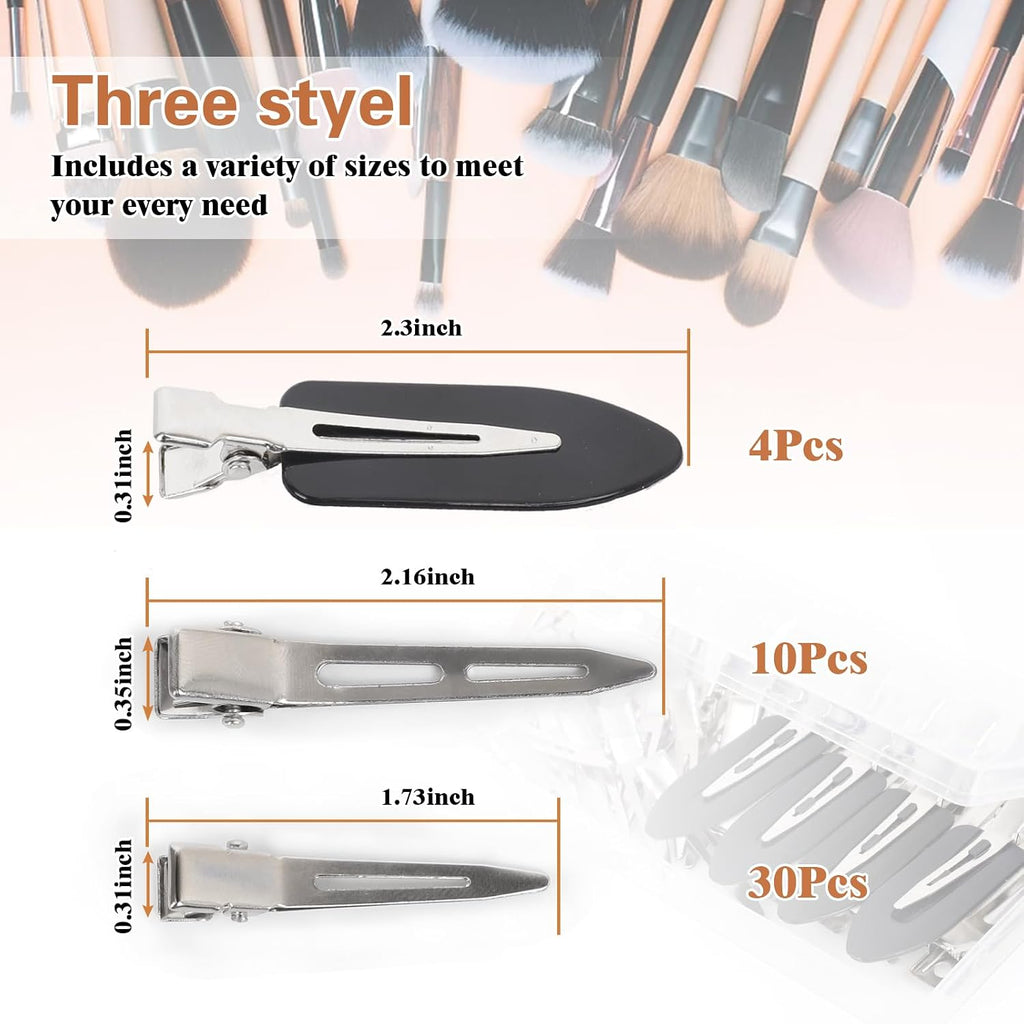 Hair Clips For Women Styling, 44Pcs Metal Duck Billed Pin Curl Clips, Hair Pins, Salon, Makeup, Hair Dyeing, Silver & Black