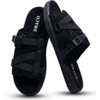 Draco Dracoslides Reflective Slides For Men And Women, Wrapped In Reflective 3M With Adjustable Straps For Wide/Narrow Feet, Sandals With Arch Support & Slip Resistant, Men & Women Footwear, Black