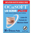 Ocusoft Lid Scrub Plus Inflation Buster – 5 Bonus Pads Included - Advanced Eyelid Cleanser For Intensive Lid & Lash Care - 35 Ct Pre-Moistened Pads