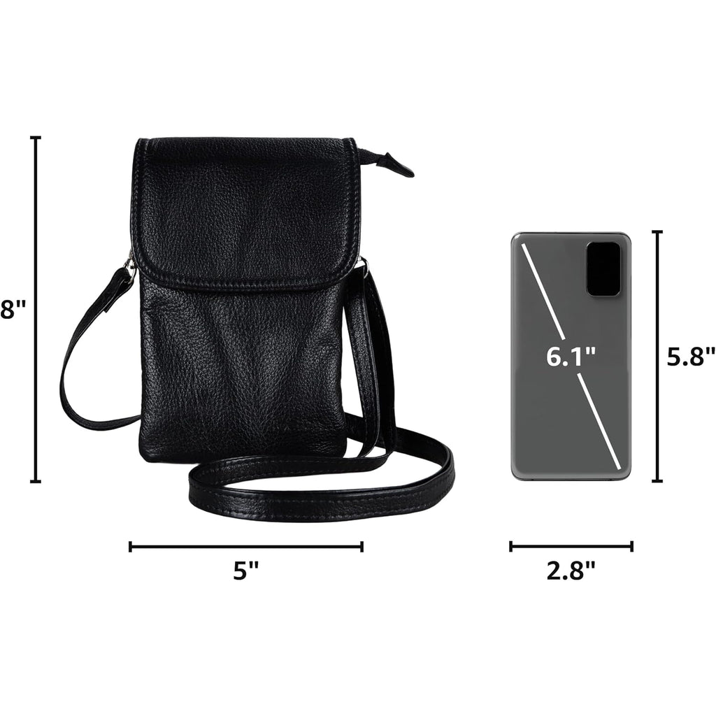 Befen Genuine Leather Small Crossbody Bags For Women Cell Phone Bag Cross Body Purses,Silver Zipper