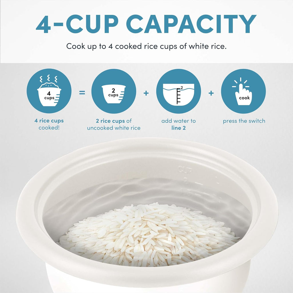 Aroma® Mini Rice Cooker, 2-Cup (Uncooked) / 4-Cup (Cooked), Grain Cooker, Soup Maker, Oatmeal Cooker, Auto Keep Warm, 1 Qt, Blue, Arc-302Ngbl