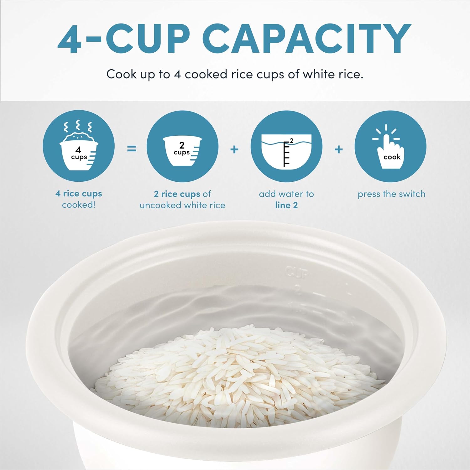 Aroma® Mini Rice Cooker, 2-Cup (Uncooked) / 4-Cup (Cooked), Grain Cooker, Soup Maker, Oatmeal Cooker, Auto Keep Warm, 1 Qt, Blue, Arc-302Ngbl