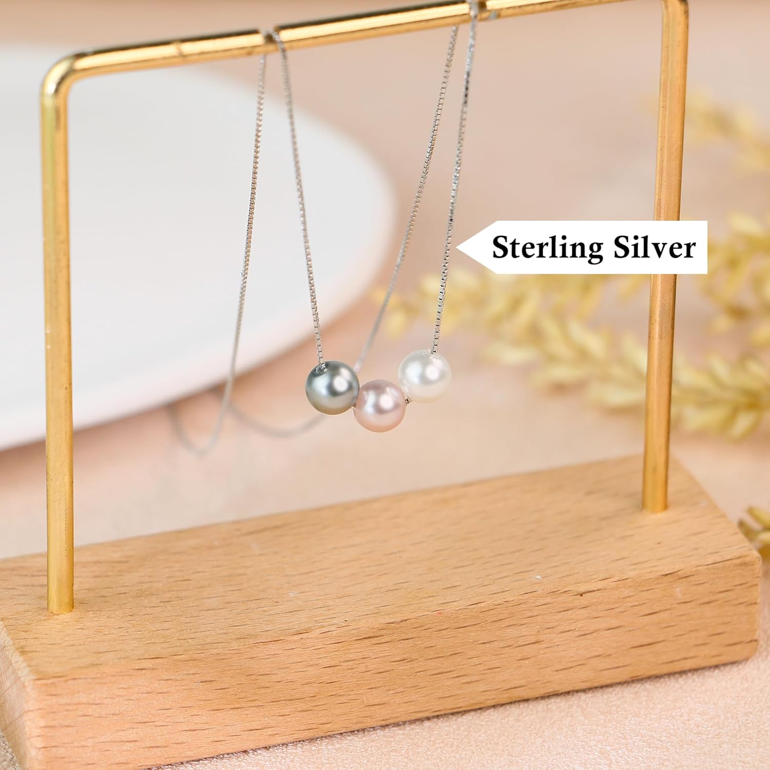 Sereney S925 Sterling Silver Grandma Necklace as Mothers Day Gifts for New Grandma, 3 Circles Grandmother Granddaughter Jewelry for Mom Nana, 3 Sterling Silver Pearl Jewelry as New Grandmother Gifts