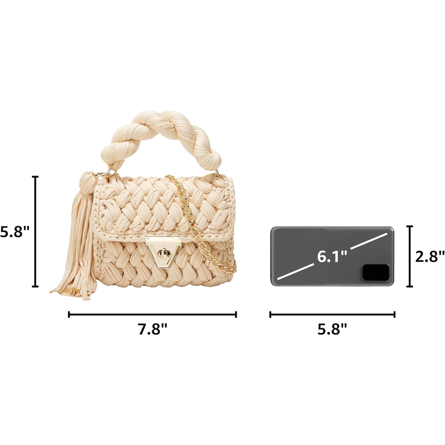 Chunky Yarn Knit Crochet Tote Purse Crossbody Bags For Women - Handwoven Evening Clutch Flap Shoulder Bag