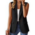 2026 Summer Women'S Sleeveless Vest Tops - Lightweight Breathable Lined Trendy Casual Work Office Blazer - Pockets