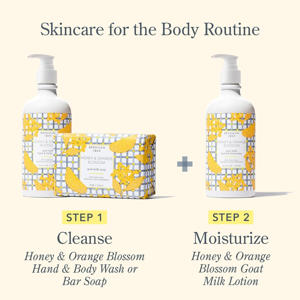 Beekman 1802 Goat Milk Lotion – Body Lotion & Hand Lotion for Dry Skin, Lightweight Non-Greasy Formula with Shea Butter & Jojoba Oil, Cruelty Free, Lotion Pump – Honey & Orange Blossom