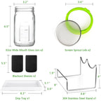 Seed Sprouting Kit, 2 Large Wide Mouth Mason Jars With Sprout Lids, Blackout Sleeves, Drain Tray, Stainless Steel Stand, Sprouts Growing Kit For Bean, Broccoli, Alfalfa (Yellow+Green)