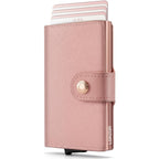 Women Wallet RFID Blocking Wallet for Women, Slim Small Size, Full Grain Leather, Pop up Credit Card Holder, Trifold, Minimalist, Pink Saffiano 9-11 Cards Capacity ID Window Cash Pocket,Gift for Her
