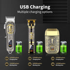 Hiena Pro Professional Hair Clipper Set For Men, Rechargeable Cordless Clippers And Trimmers Set, Electric Foil Shavers And Beard Trimmers, Hair Cutting Tools With Led Display, Gifts For Men