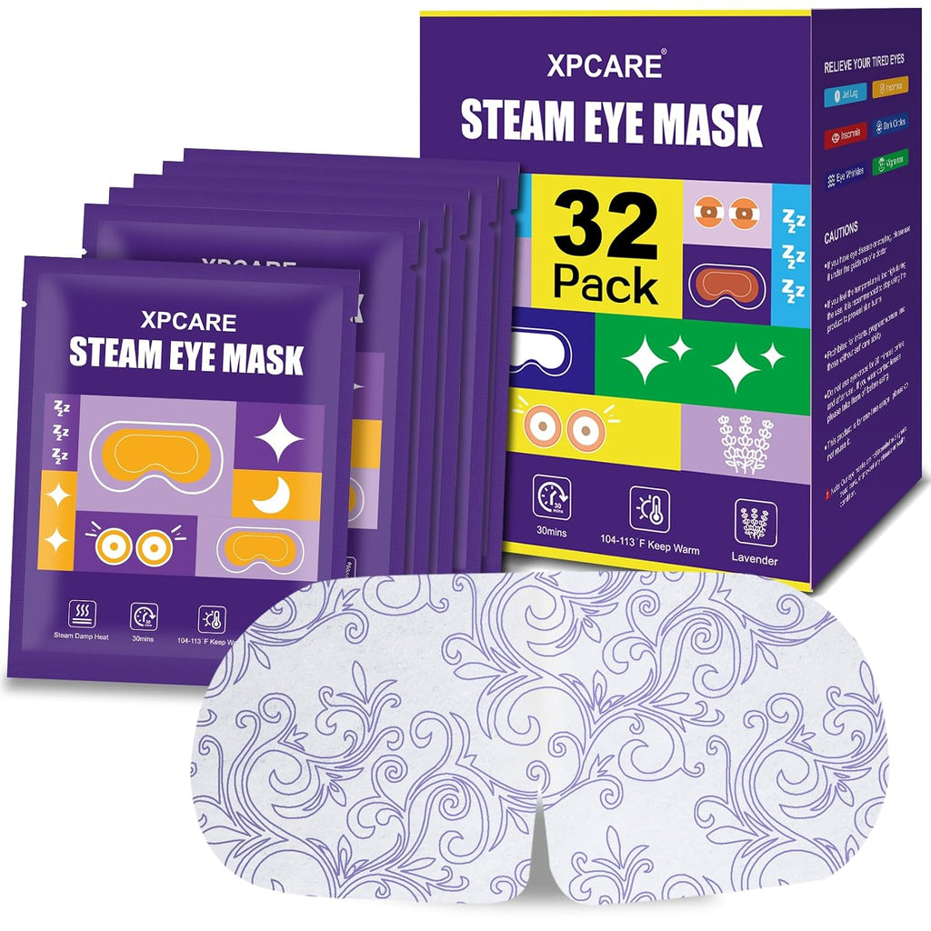 32 Pack Steam Eye Masks For Dry Eyes, Spa Warm Sleep Eye Mask, Disposable Heated Eye Mask For Dark Circles, Puffy Eyes, Relief Stress Eye Fatigue(Lavender)