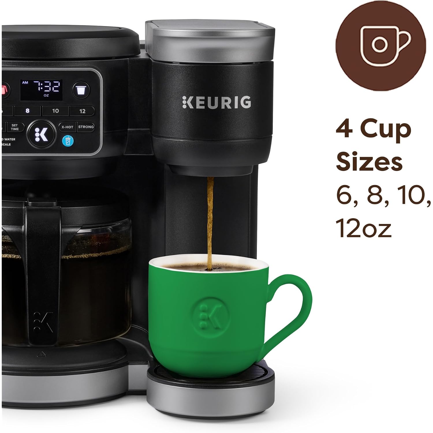 Keurig K-Duo Hot & Iced Single Serve & Carafe Coffee Maker, Multistream Technology, 72Oz Reservoir (Gen 2) | Multistream Tech, Brews K-Cup Pods And Grounds, Brew-Over-Ice, Strong And Extra Hot, 6-12 Oz Cups, 6-12 Cup Carafe