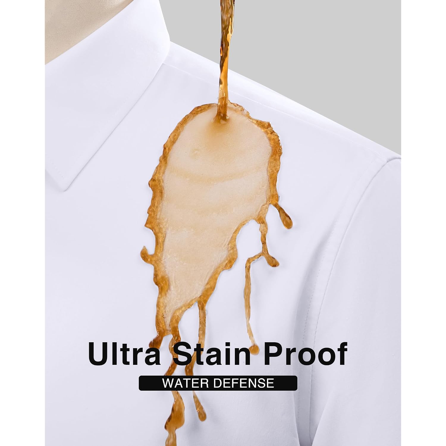 Mens Short Sleeve Dress Shirts Regular Fit Stain Shield Button Down Shirt Casual Business Wedding Stretch Formal Shirt