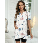 Womens Tunics or Tops to Wear with Leggings Short Sleeve V Neck Long T-Shirts with Pockets 2026 Spring Shirts