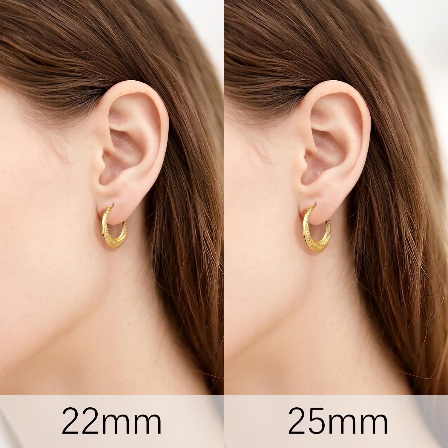 14K Gold Earrings for Women 14K Gold Hoop Earrings for Women Hoop Earring for Womens Hoops Rotating Small Ball Design Comfortable Hoops Earring for Womens 22/25mm