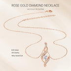 Diamond Necklace for Women, 0.85 Carat 14K Gold Plated 925 Sterling Silver IGI Certified LAB GROWN Diamond Necklaces(D-E Color, VS Clarity)