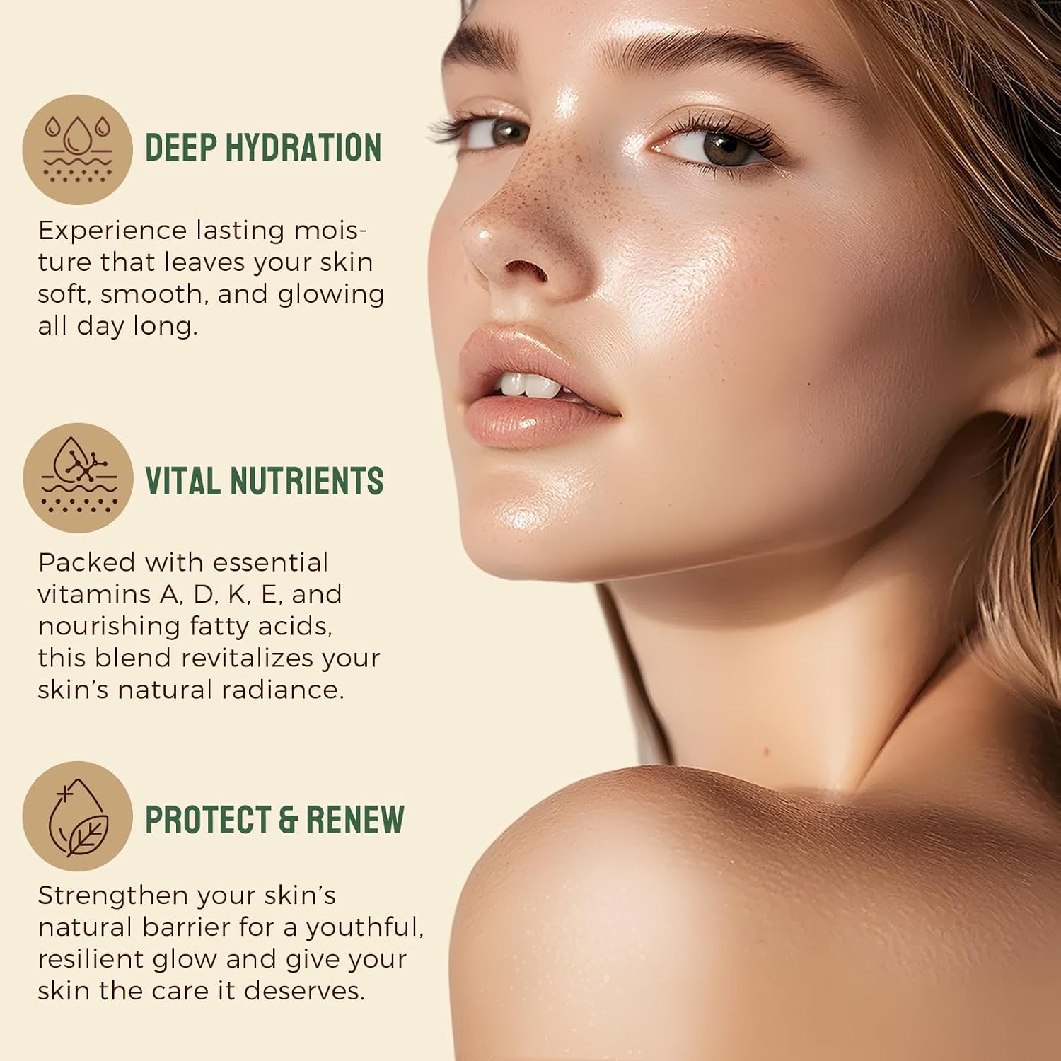 Beef Tallow For Skin, Grass-Fed Whipped Beef Tallow Cream With Honey & Beeswax, Natural Face & Body Moisturizer, Deep Hydration For Dry & Sensitive Skin, Repairs Skin Barrier, 2.5 Oz
