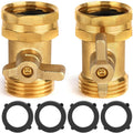 2 Pack Garden Hose Shut Off Valve - Extended Handle | 3/4" Heavy Duty Solid Brass Hose Connector Water Shut Off Valve Hose Shutoff Valve With 4 Pcs Hose Washers