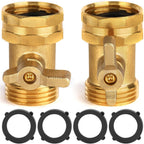 2 Pack Garden Hose Shut Off Valve - Extended Handle | 3/4" Heavy Duty Solid Brass Hose Connector Water Shut Off Valve Hose Shutoff Valve With 4 Pcs Hose Washers