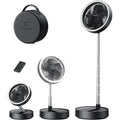 Gaiatop Portable Pedestal Fan 16000Mah Battery [Max 74H Runtime], Foldable Oscillating Standing Fan, Collapsible Desk Fans, Led Light, Case & Remote Control 4 Speeds For Outdoor Travel Camping (Black)