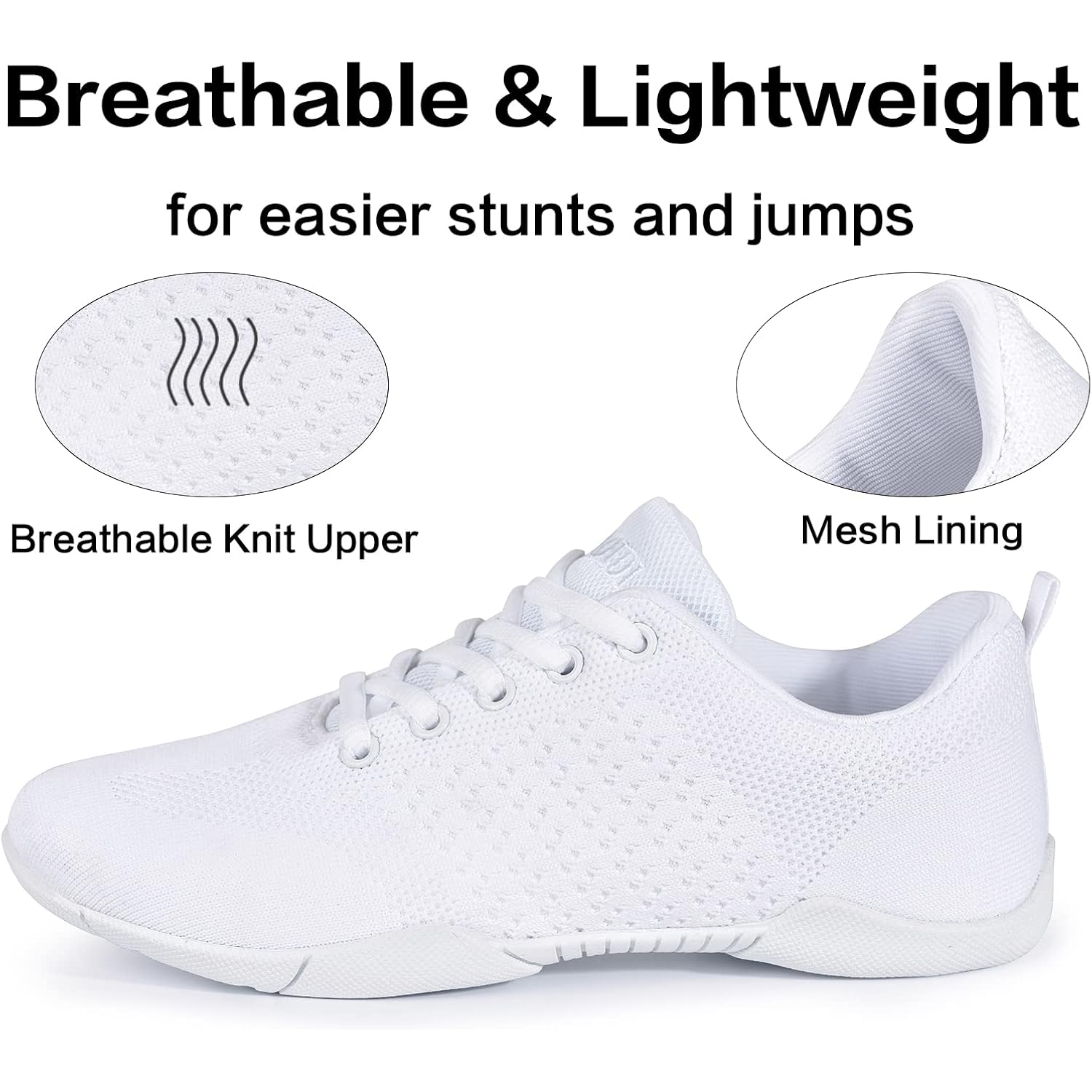 Cadidl Cheer Shoes Women White Cheerleading Dance Shoes