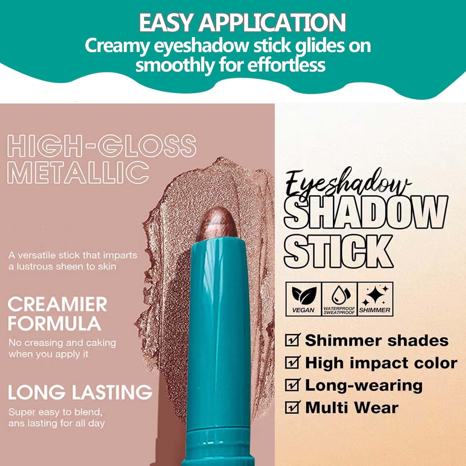 4 Color Eyeshadow Stick Set Eye Shadow Brightener Stick Cream Shimmer Glitter Smooth Eyeshadow Primer Pencil Waterproof Long Lasting Highlighter Eye Makeup Eye shadow
