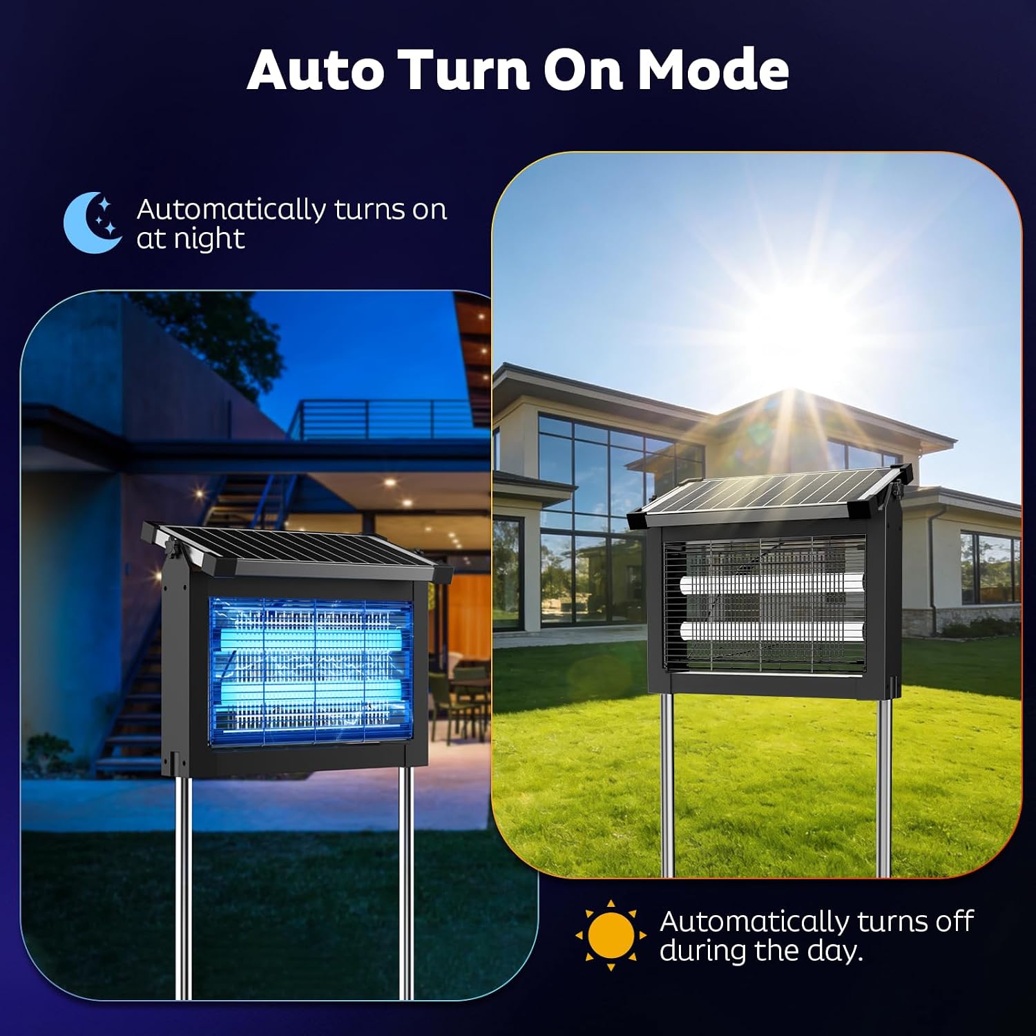 Solar Bug Zapper Outdoor, 4500V Mosquito Zapper Fly Trap For Patio | 10W Solar Panel, Ipx5 Waterproof, Auto Mode, Solar Powered, Usb C Charging, Electric Rechargeable Mosquito Killer For Garden