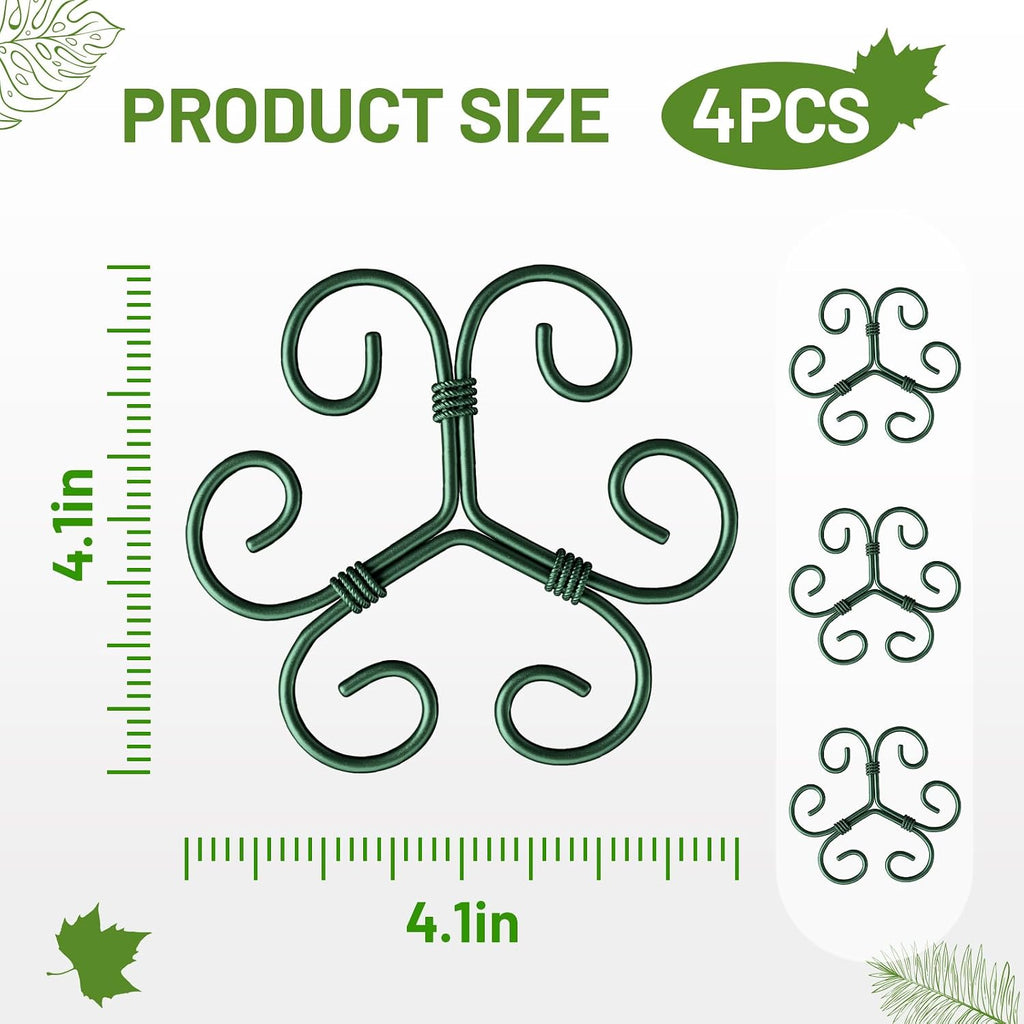 4Pcs Green Iron Monstera Support, Uniquely Designed Plant Support Stakes For Indoor Plants, Stable Plant Stakes And Supports, Turtle Shell Bamboo Clamp Set For Thriving Growth