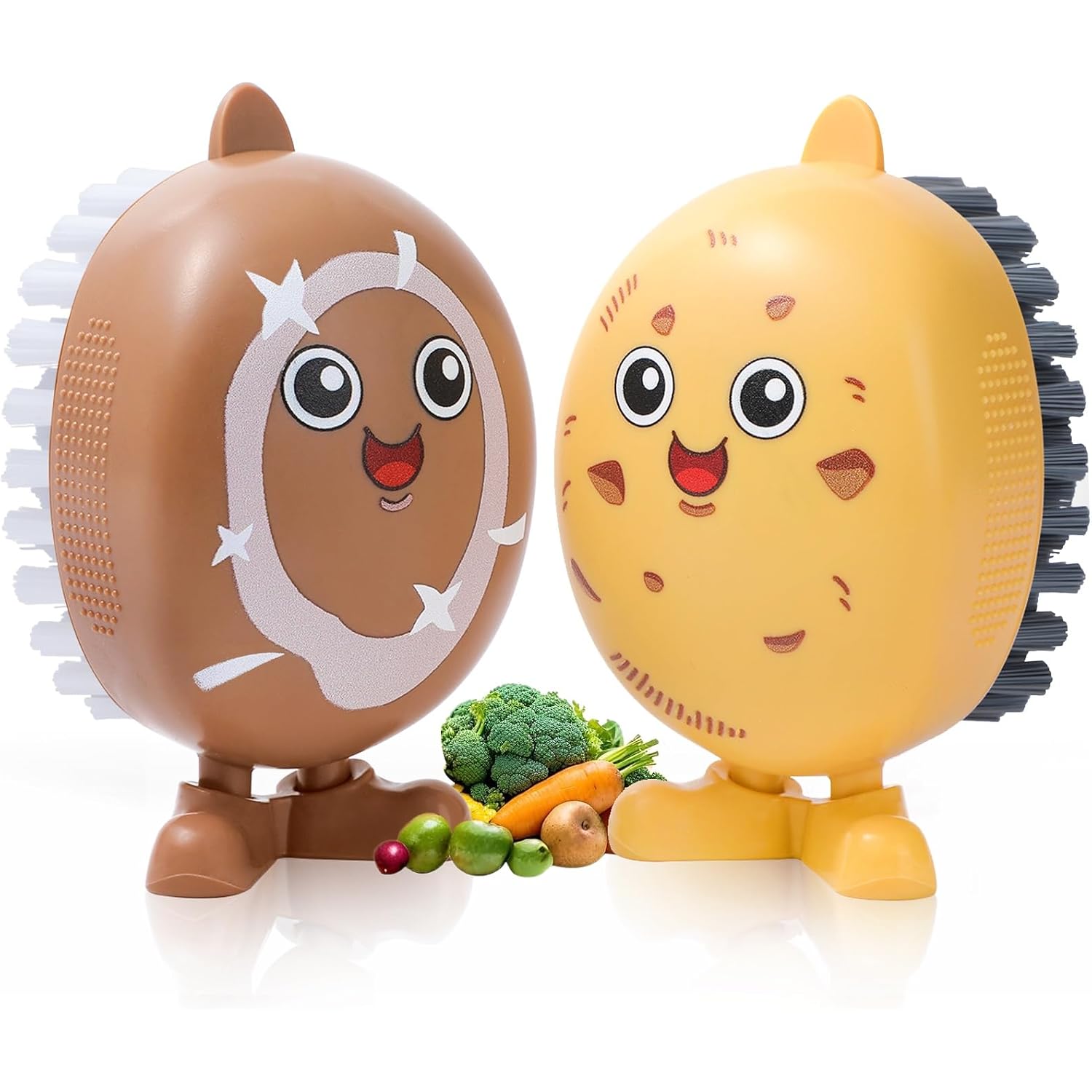 Vegetable Brush Scrubber, Potato Mushroom Scrubber Brush Cleaning Veggie Fruit Wash Cleaner For Food, 2 Pcs