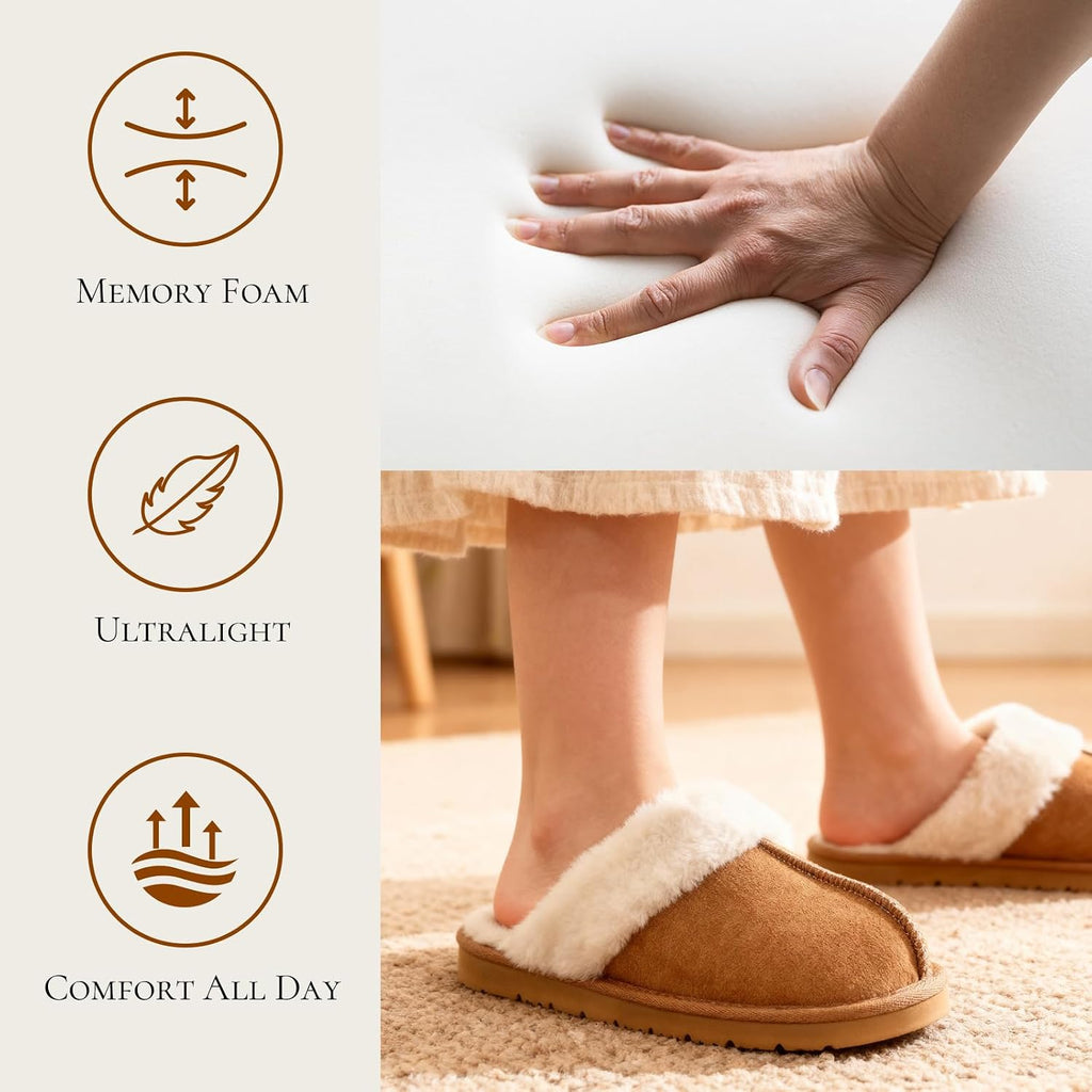 Fuzzy Slippers For Women Cozy Faux Fur House Shoes Winter Warm Memory Foam Slippers For Indoor And Outdoor