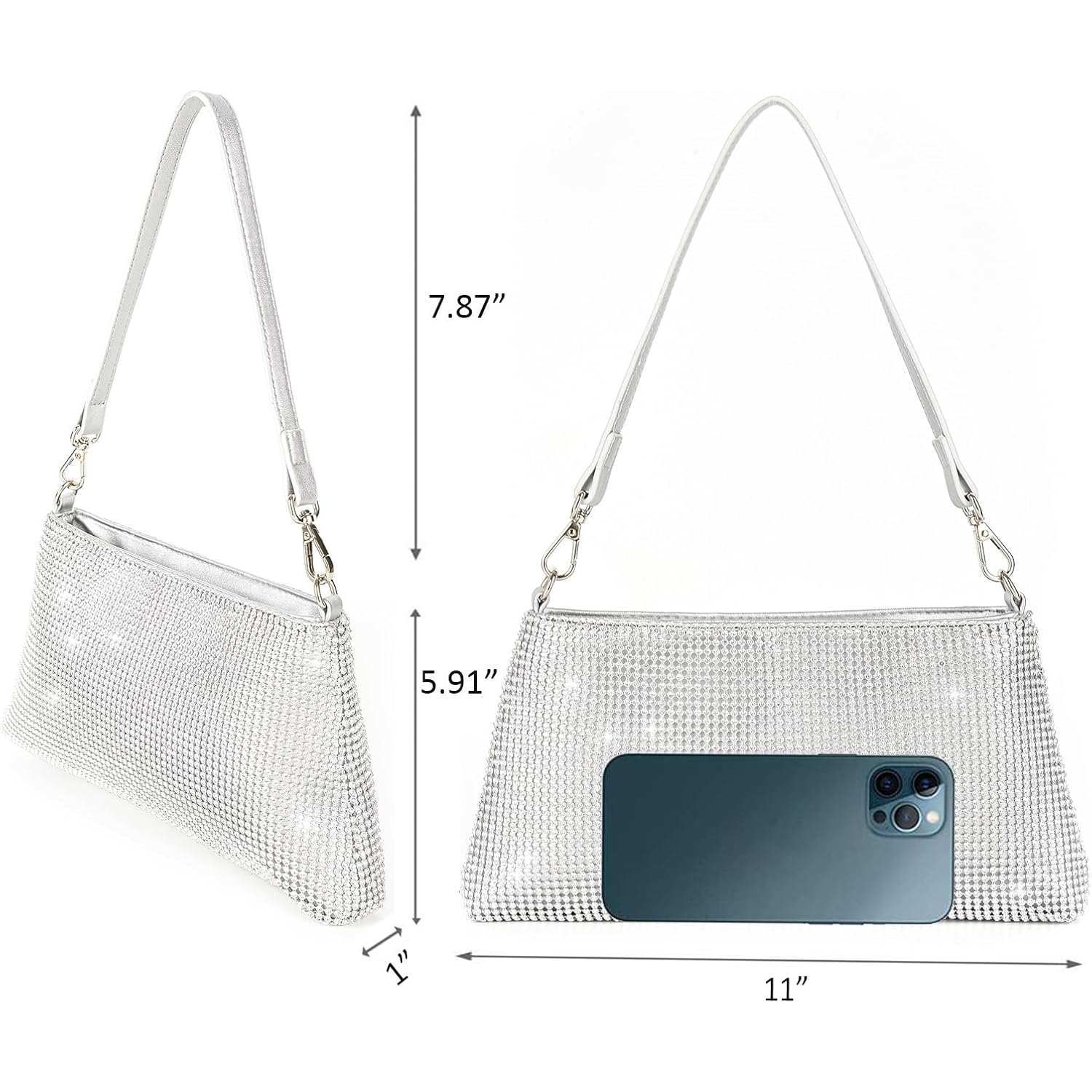 Valleycomfy Bling Evening Clutch Bag for Women Lady Girl Bride Rhinestone Purse For Prom Cocktail Party Wedding Engagement
