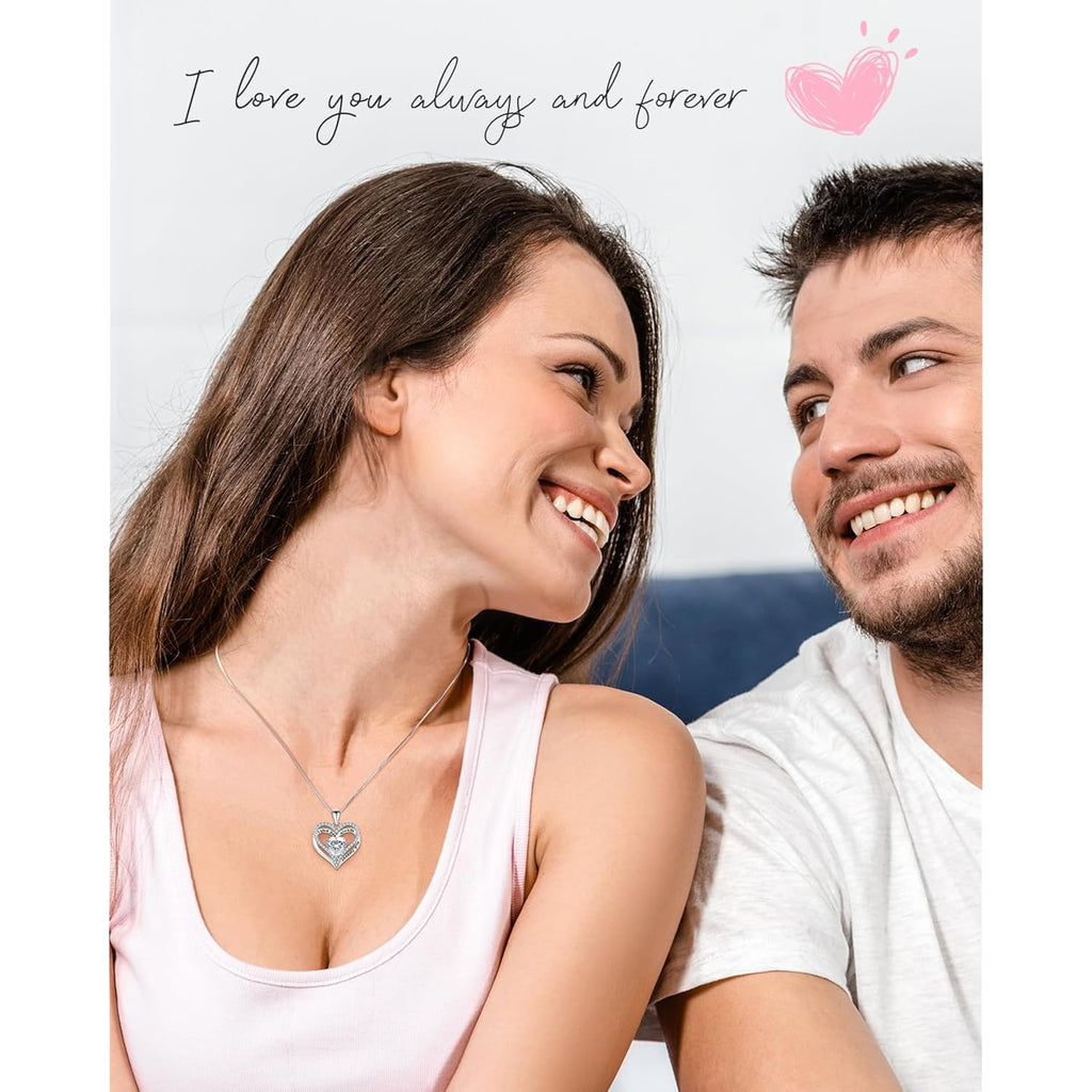 S925 Sterling Silver Necklace for Women, Wife Jewelry Rose Gold, Mom Birthday Valentines Mothers Day Gifts, Girlfriend Necklaces, Daughter Heart Jewel, Anniversary for Her