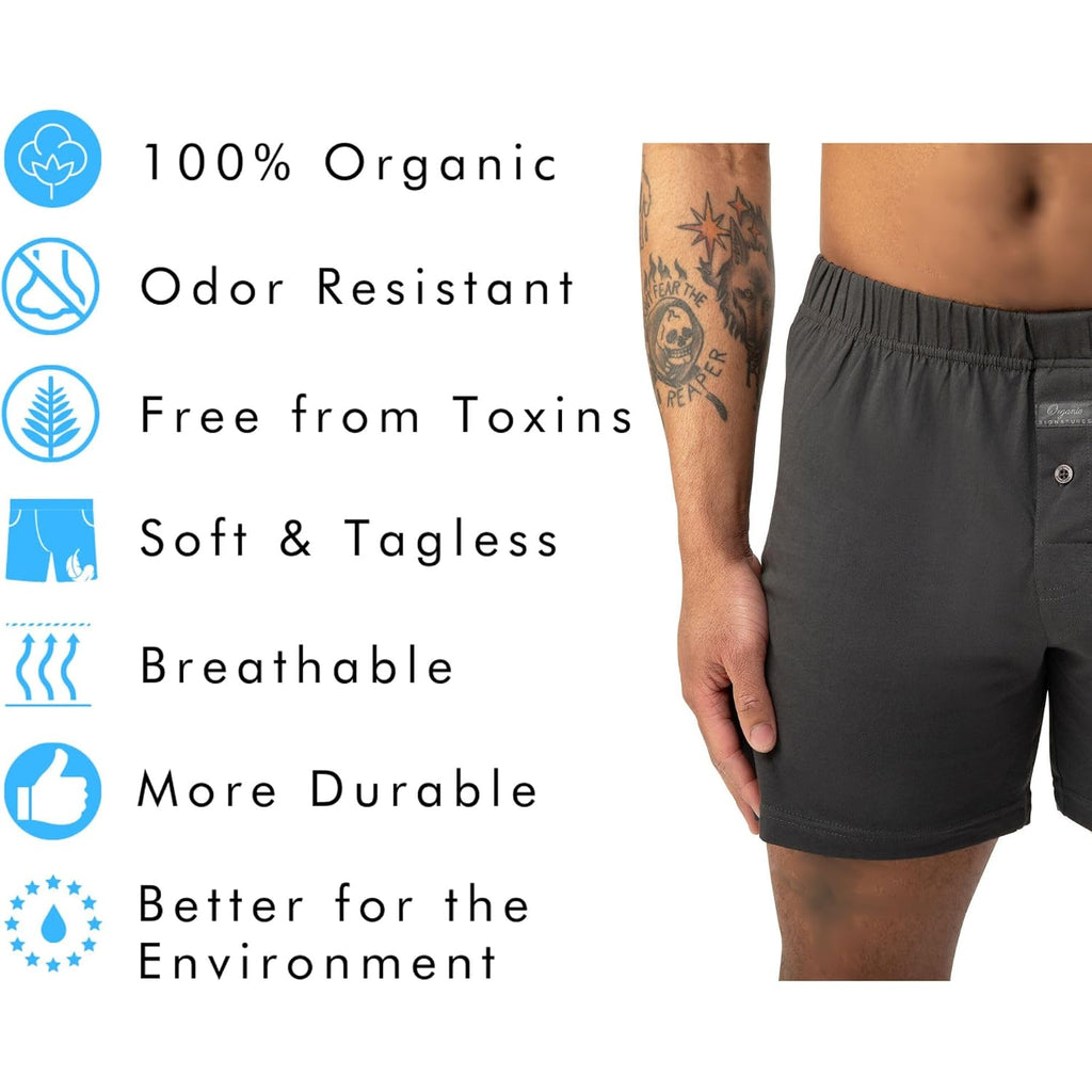 Organic Signatures 100% Cotton Boxers Soft Waistband