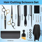 Hair Cutting Scissors Shears Kits, 15 Pcs Professional Stainless Steel Hairdressing Shears Set Thinning Scissors For Barber/Salon/Home/Men/Women/Kids/Adults
