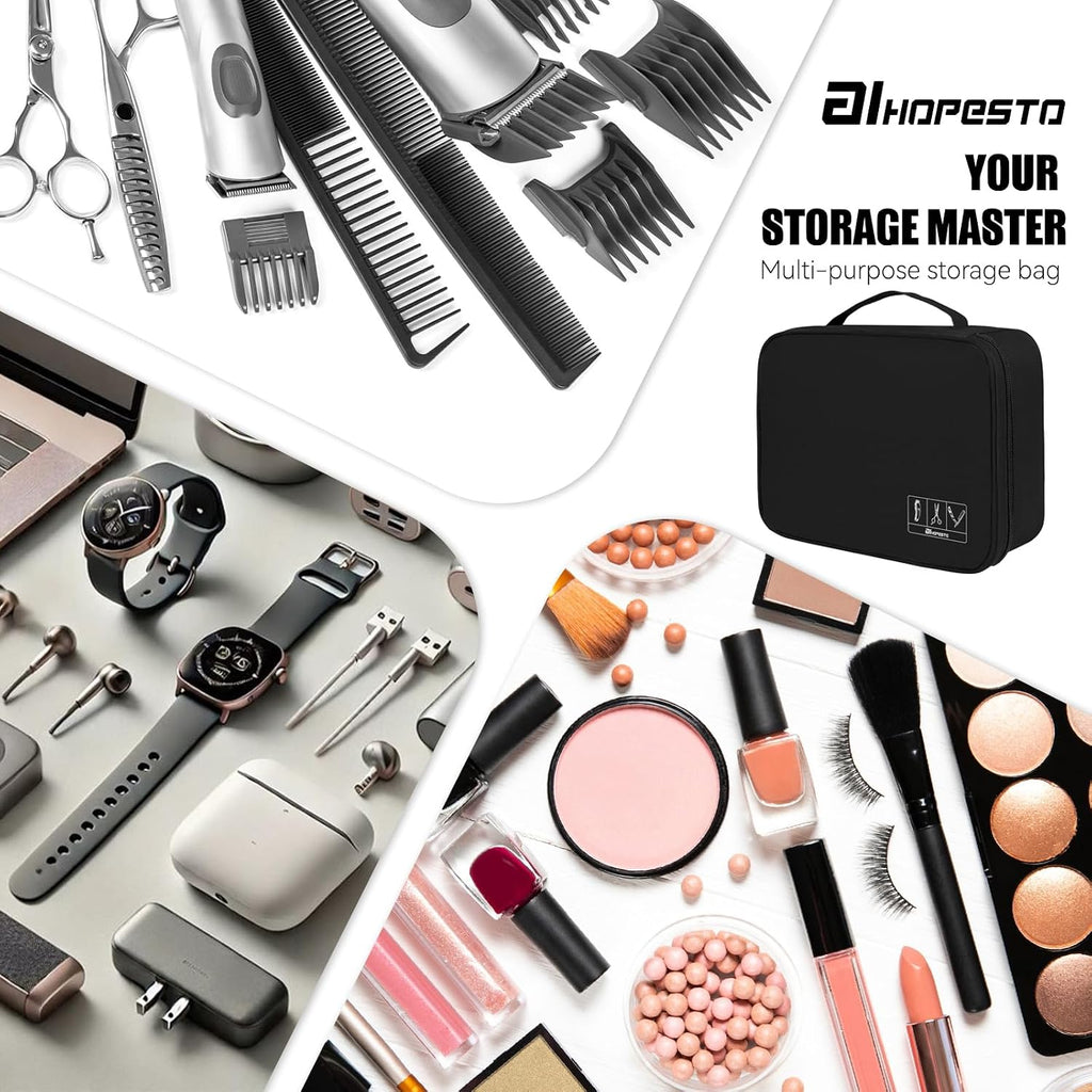 Barber Tools Bag Barber Case Hair Tools Travel Bag Clipper Guard Holder For Clippers And Supplies Hair Cutting Scissors Storage Bag Portable Clipper Storage Holder Organizer For Hair Cutting (Black)
