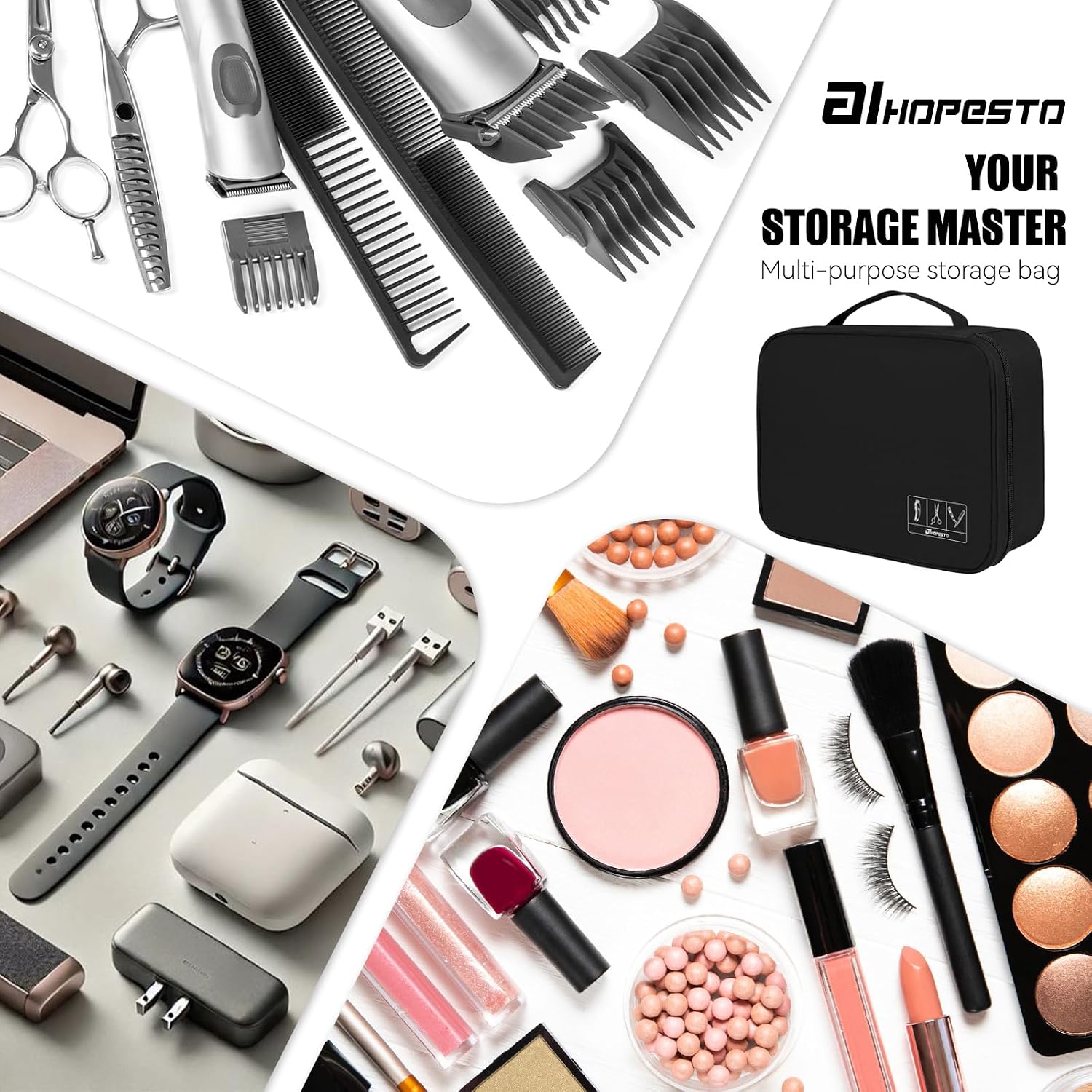Barber Tools Bag Barber Case Hair Tools Travel Bag Clipper Guard Holder For Clippers And Supplies Hair Cutting Scissors Storage Bag Portable Clipper Storage Holder Organizer For Hair Cutting (Black)