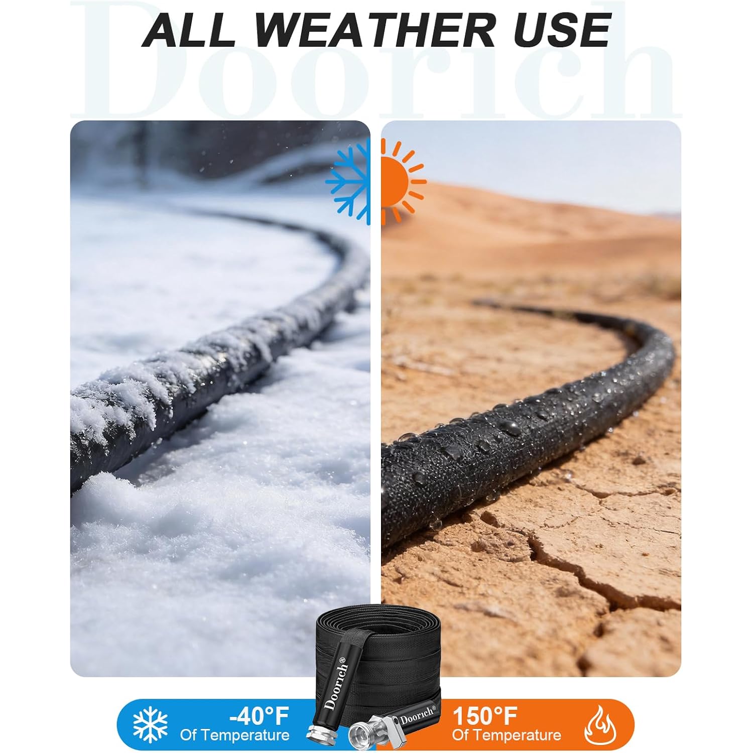 Garden Hose, Lightweight, Ultra Flexible, Durable, Kink-Free Water Hose With Valve - Made Of Tpu, Drinking Water Safe Material, Non-Shrinking, Easy To Store, All-Weather, Black (50 Ft)