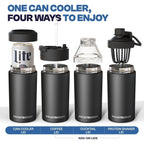 Frost Buddy Universal Can Cooler - Fits All - For Regular 12 & 16 oz or Slim-Size Bottles - Insulated Double-Walled Stainless Steel (MatteBlack)