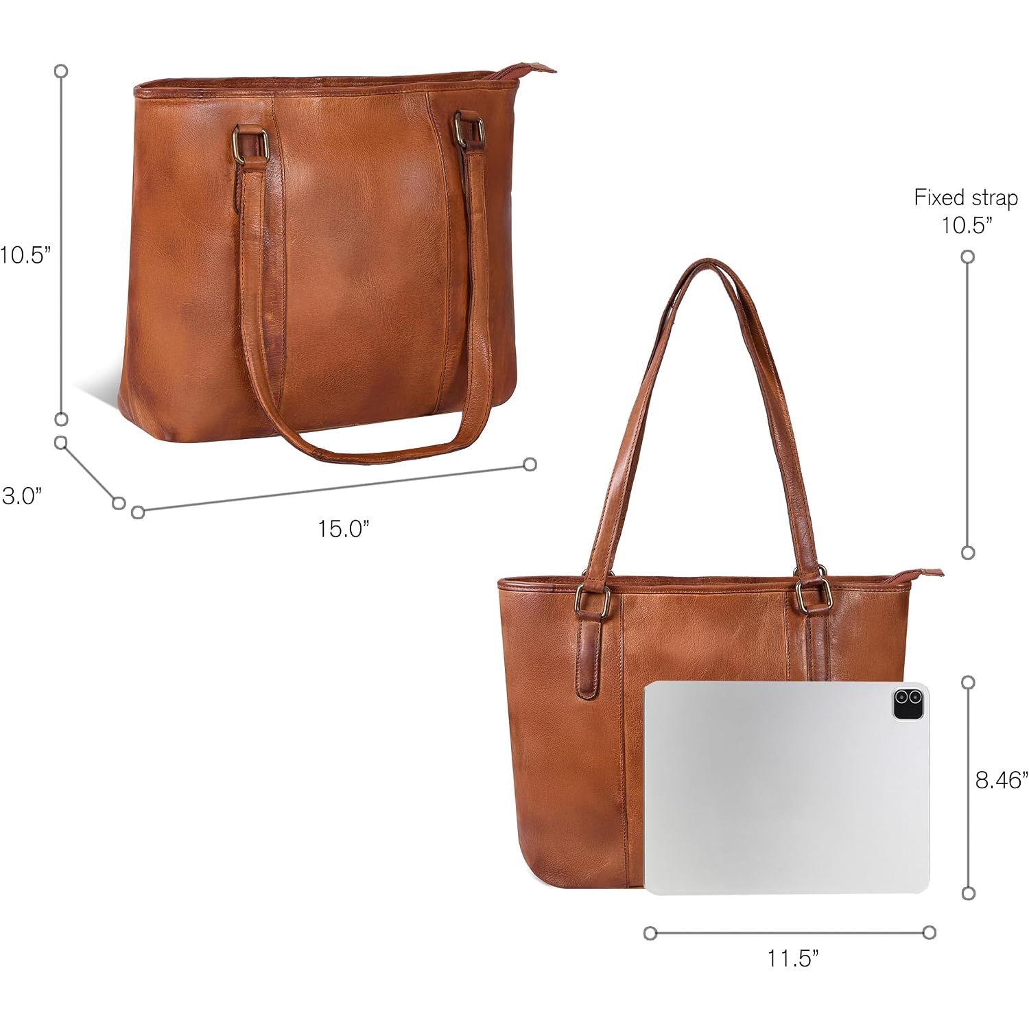 Leather Purse For Women - Real Leather Tote For Women - Ladies Shoulder Handbag For Work, Travel, Casual Use