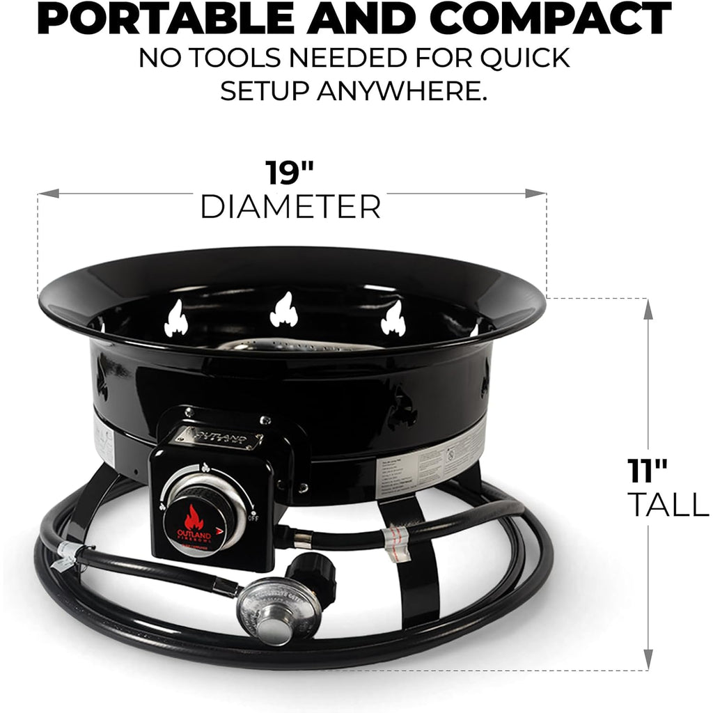 Outland Living Portable Propane Fire Pit, 19-Inch, 58,000 Btu Smokeless Gas Firebowl | Perfect For Camping, Patio, Backyard, Tailgating, Deck, Rv| Black 823 Standard