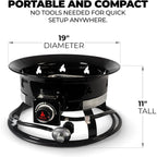Outland Living Portable Propane Fire Pit, 19-Inch, 58,000 Btu Smokeless Gas Firebowl | Perfect For Camping, Patio, Backyard, Tailgating, Deck, Rv| Black 823 Standard