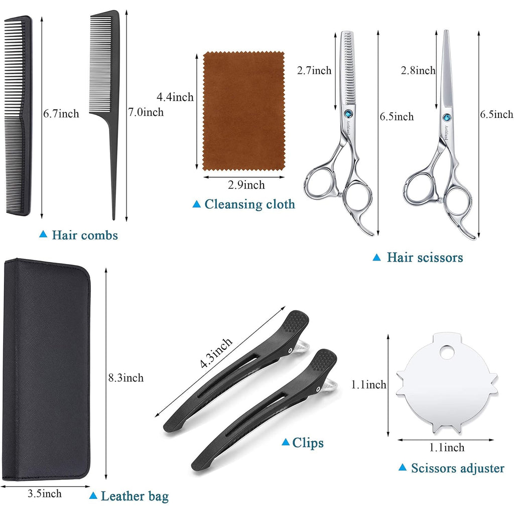 Hair Cutting Scissors Kit, Aethland Professional Barber Hairdressing Scissors Set (Trimming Shaping Grooming Thinning Shears) For Men Women Pets Home Salon Barber Haircut, 6.5" Japanese 9Cr Ss