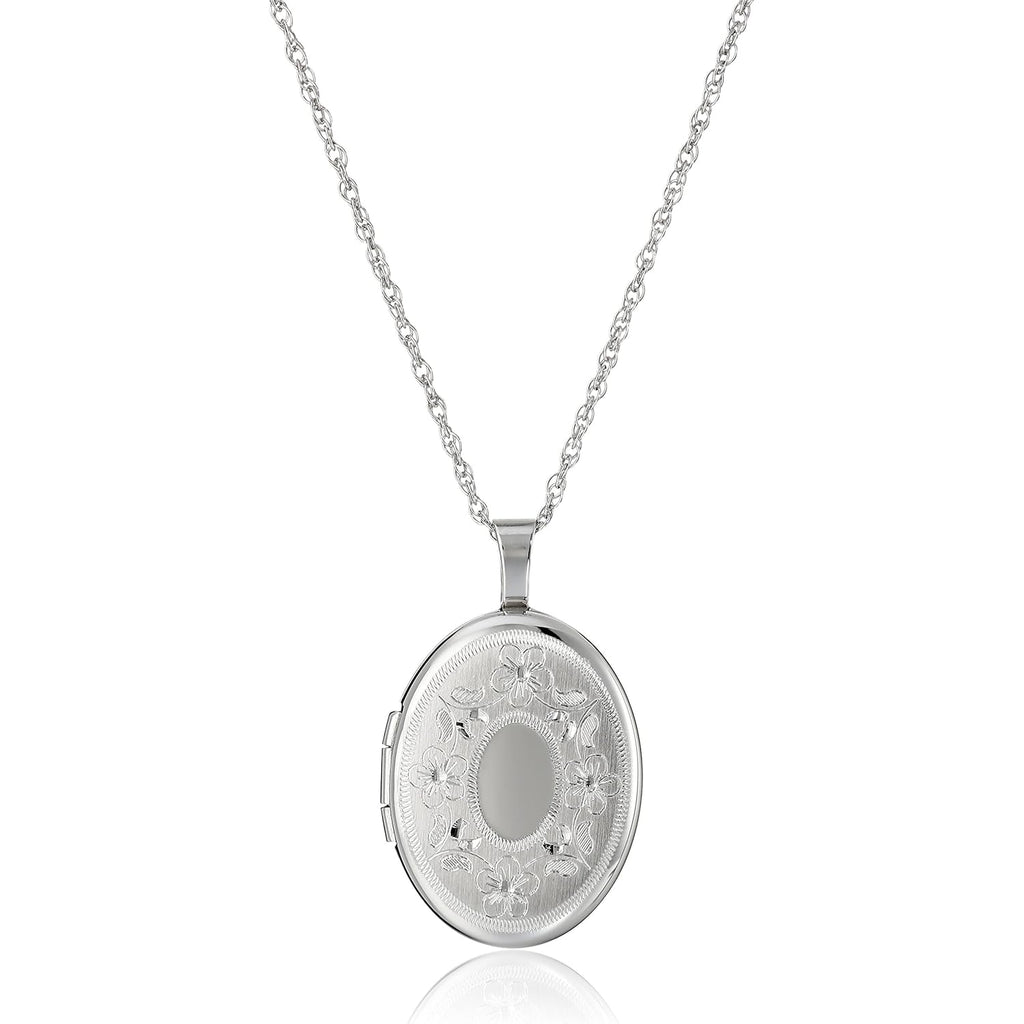 Amazon Essentials Oval Hand Engraved Locket Necklace, 18"