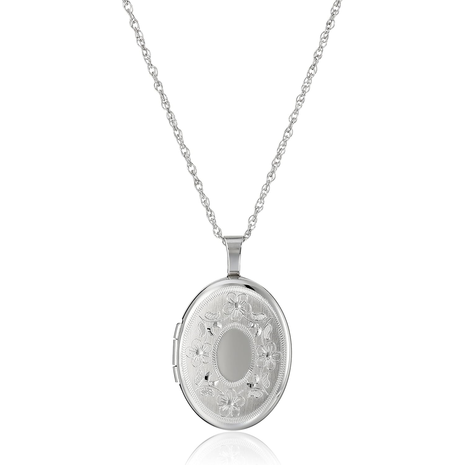 Amazon Essentials Oval Hand Engraved Locket Necklace, 18"