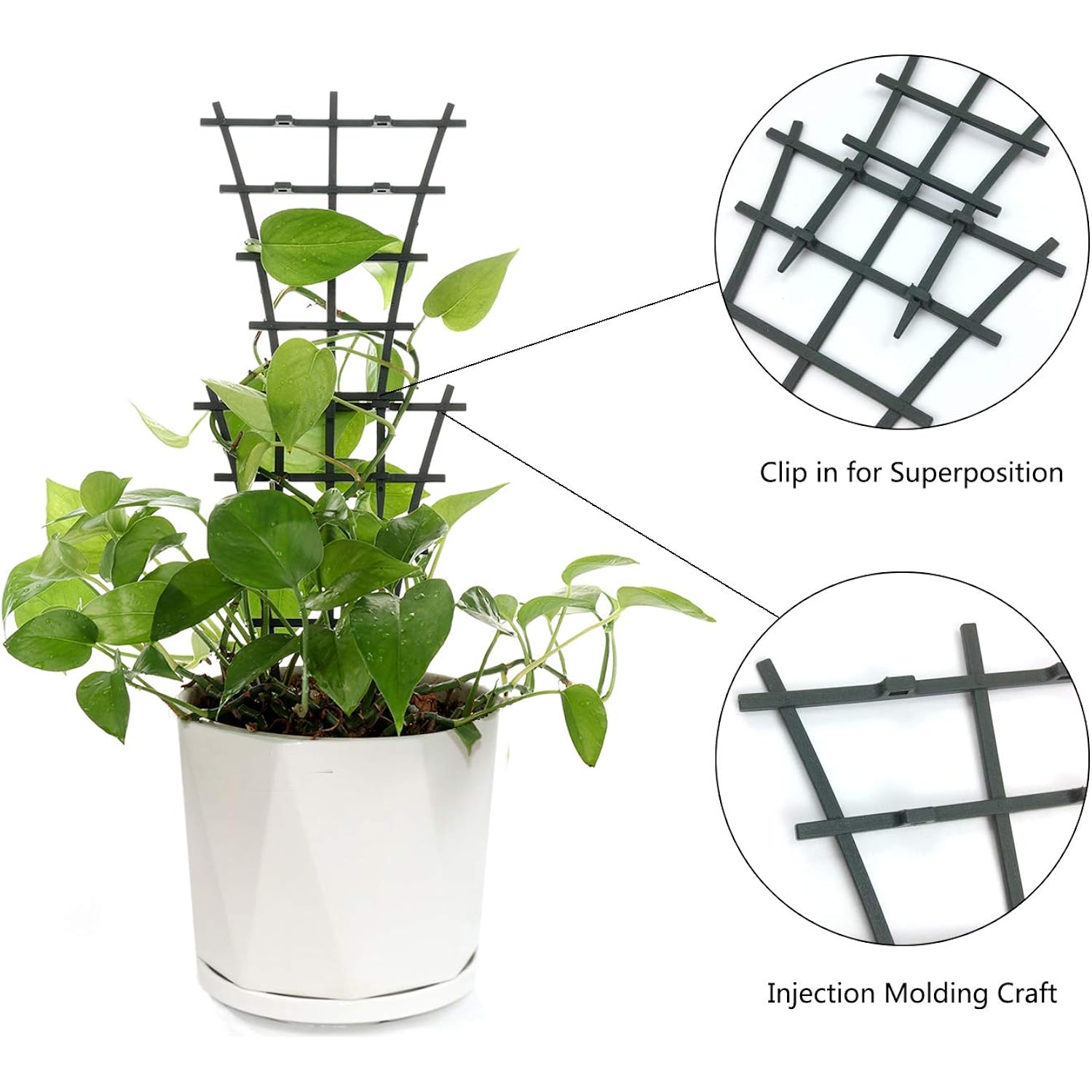 Feitore Plant Trellis Indoor, 6Pcs Stackable Plant Trellis For Climbing Plants Indoor, Small Plant Climbing Trellis For Potted Plants Plastic Climbing Plant Support Trellis For Houseplant Hoya Pothos