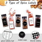 25 Spice Jars With 547 Labels- Glass Spice Jars With Black Metal Caps, 4Oz Empty Spice Containers With Shaker Lids, Funnel, Chalk Pen, Square Seasoning Bottles For Spice Rack, Drawer, Cabinet