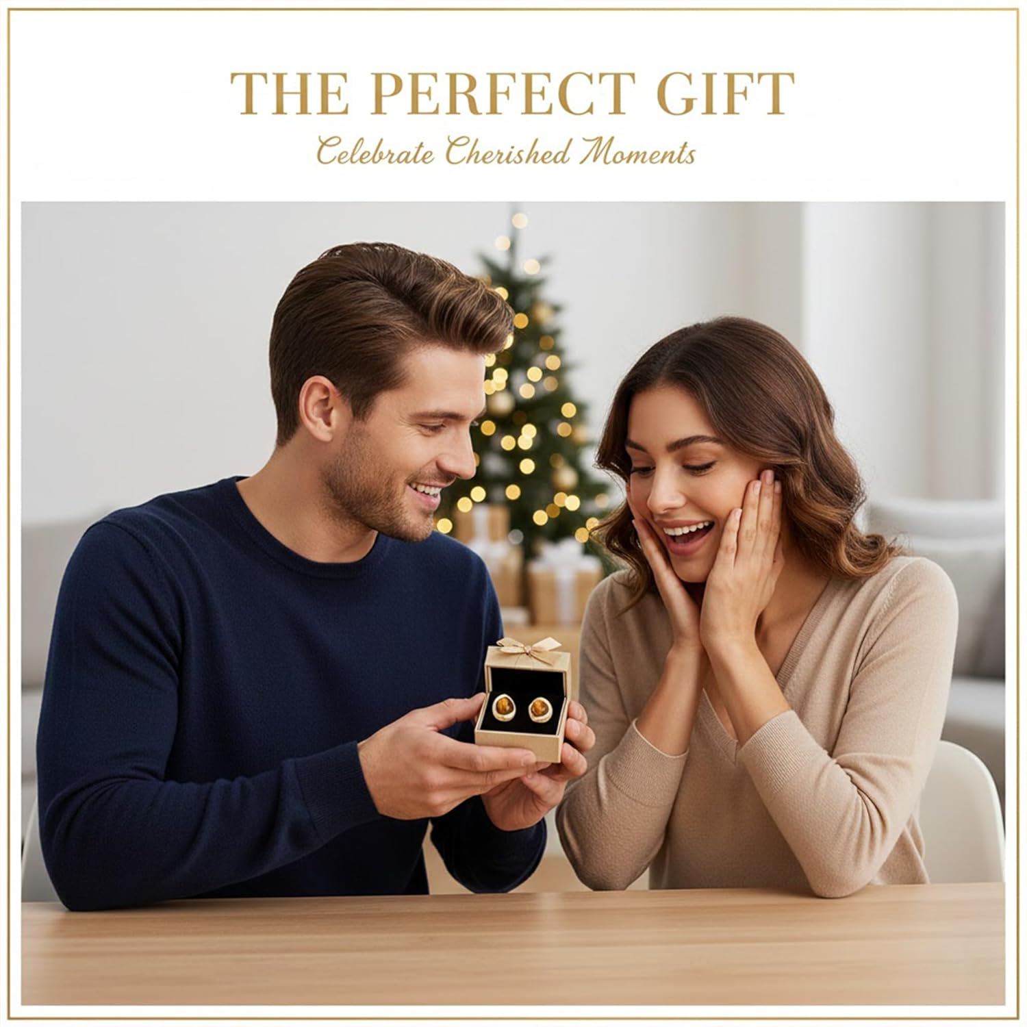 Jean Beau Chunky Gold Stone Stud Earrings for Women, Trendy Natural Gemstone Hypoallergenic Earing Valentine Jewelry Gift