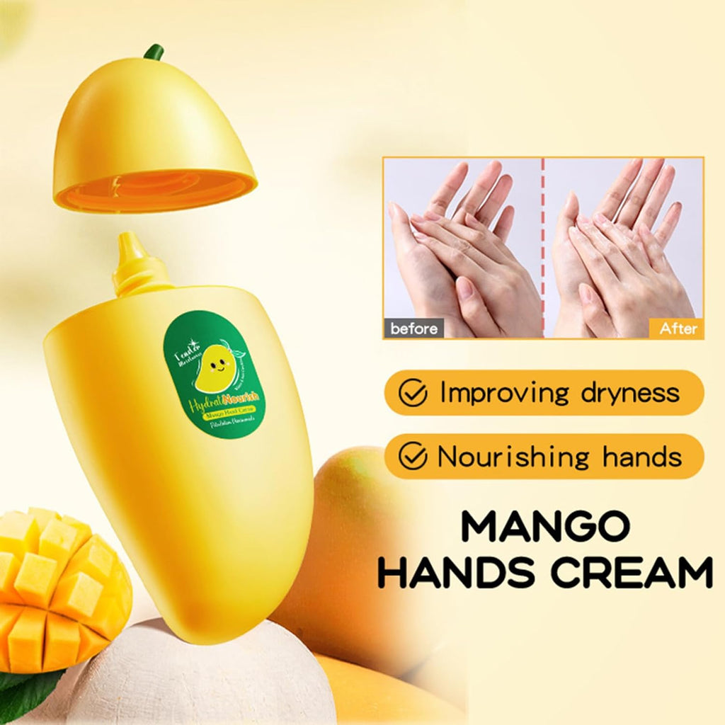 Charm Kiss 2Pcs Hand Cream for Dry Cracked Hands, Banana And Mango Hand Cream Gifts Set for Women,Fruit Hand Lotion, Lightweight & Hydrating Hand Lotion Moisturizer (Mango, Banana)