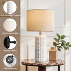 23" Modern Ceramic Table Lamps Set Of 2 - Table Lamps For Living Room, Farmhouse Bedside Night Stands Lamp For Bedroom, White Nightstand Lamps Set Of 2, Desk Lamp For End Table Home Decor